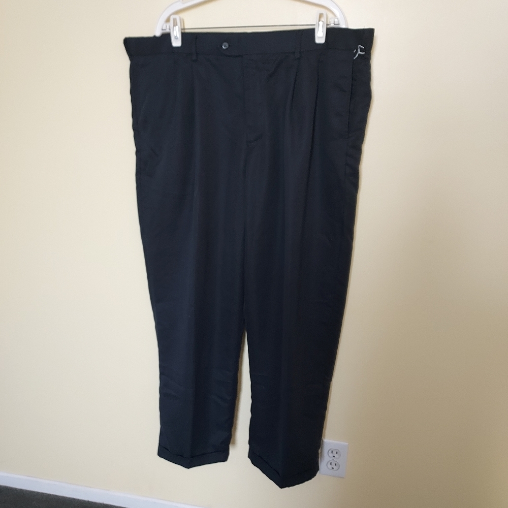 George Navy Blue Men's Pleated polyester dress slacks 42x30 Office Church Work